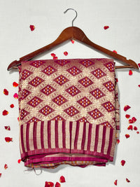 Pure Khadi Georgette Bandhini Banaras Saree view 1