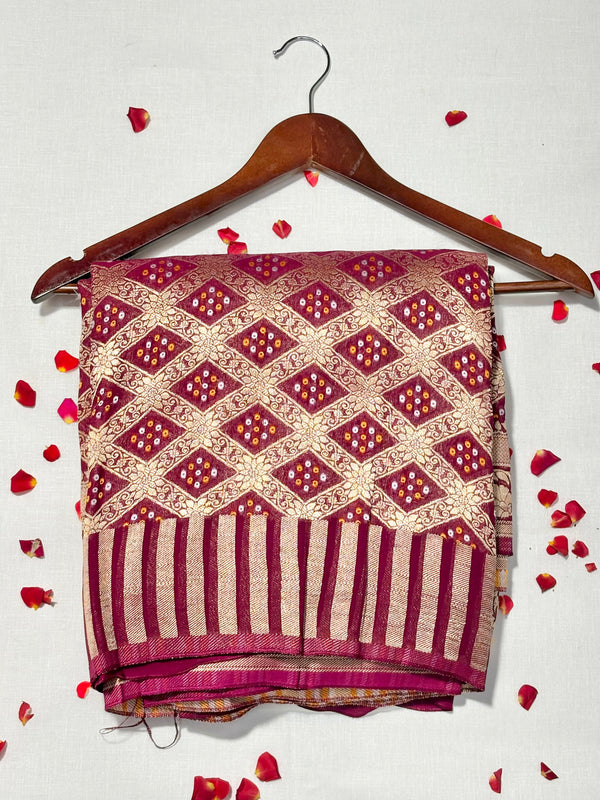 Pure Khadi Georgette Bandhini Banaras Saree