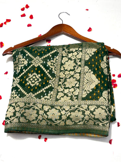 Pure Khadi Georgette Bandhini Banaras Saree