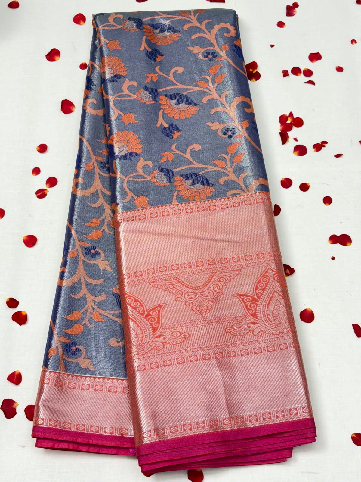 Semi Dharmavaram Pattu Saree — Pastel Collection