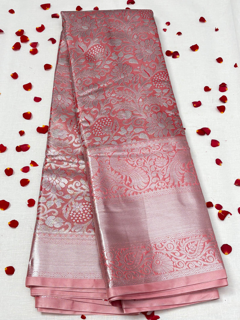 Semi Dharmavaram Pattu Saree — Pastel Collection - View 1