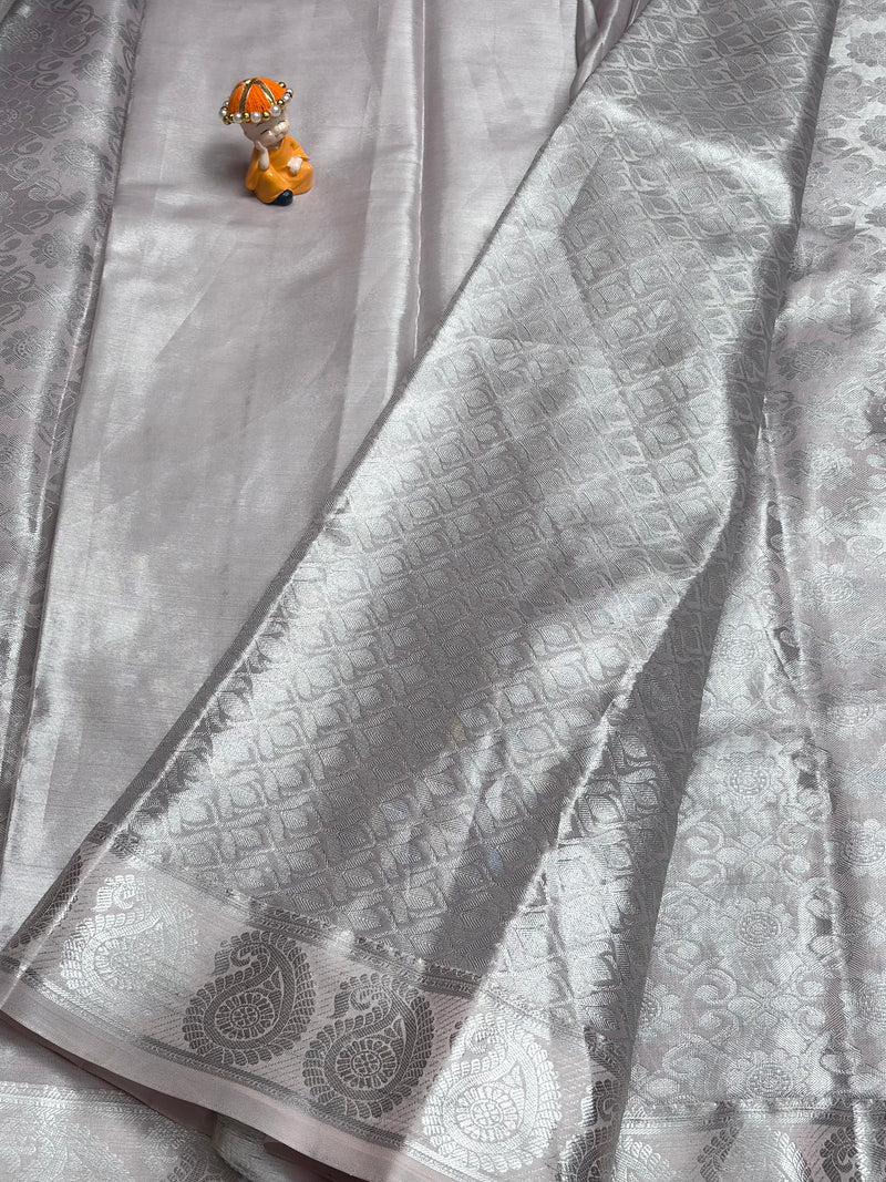 Semi Dharmavaram Pattu Saree — Pastel Collection - View 2