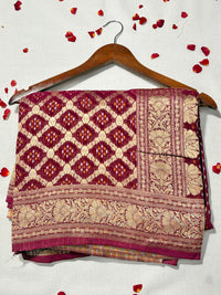 Pure Khadi Georgette Bandhini Banaras Saree view 1