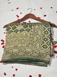 Pure Khadi Georgette Bandhini Banaras Saree view 1