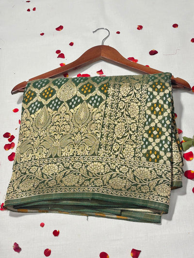 Pure Khadi Georgette Bandhini Banaras Saree