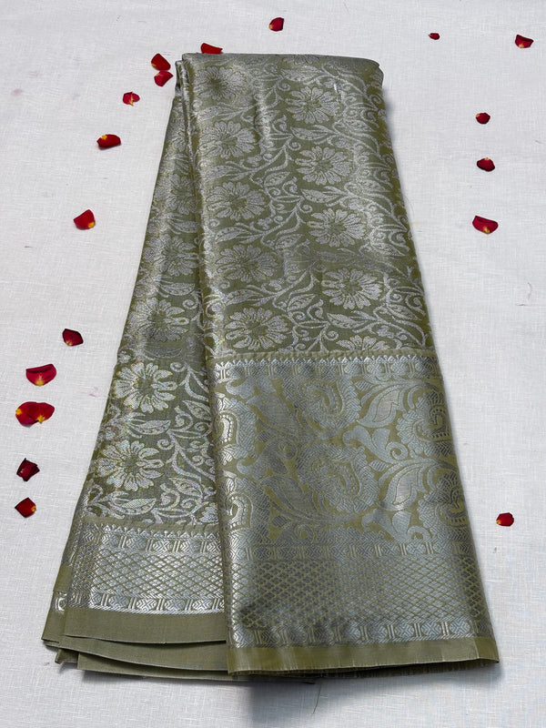 Semi Dharmavaram Pattu Saree — Pastel Collection