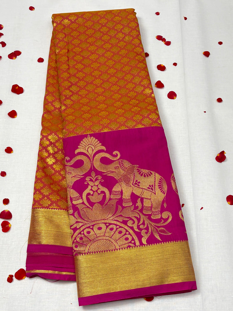 Semi Dharmavaram Pattu Saree — Pastel Collection - View 1