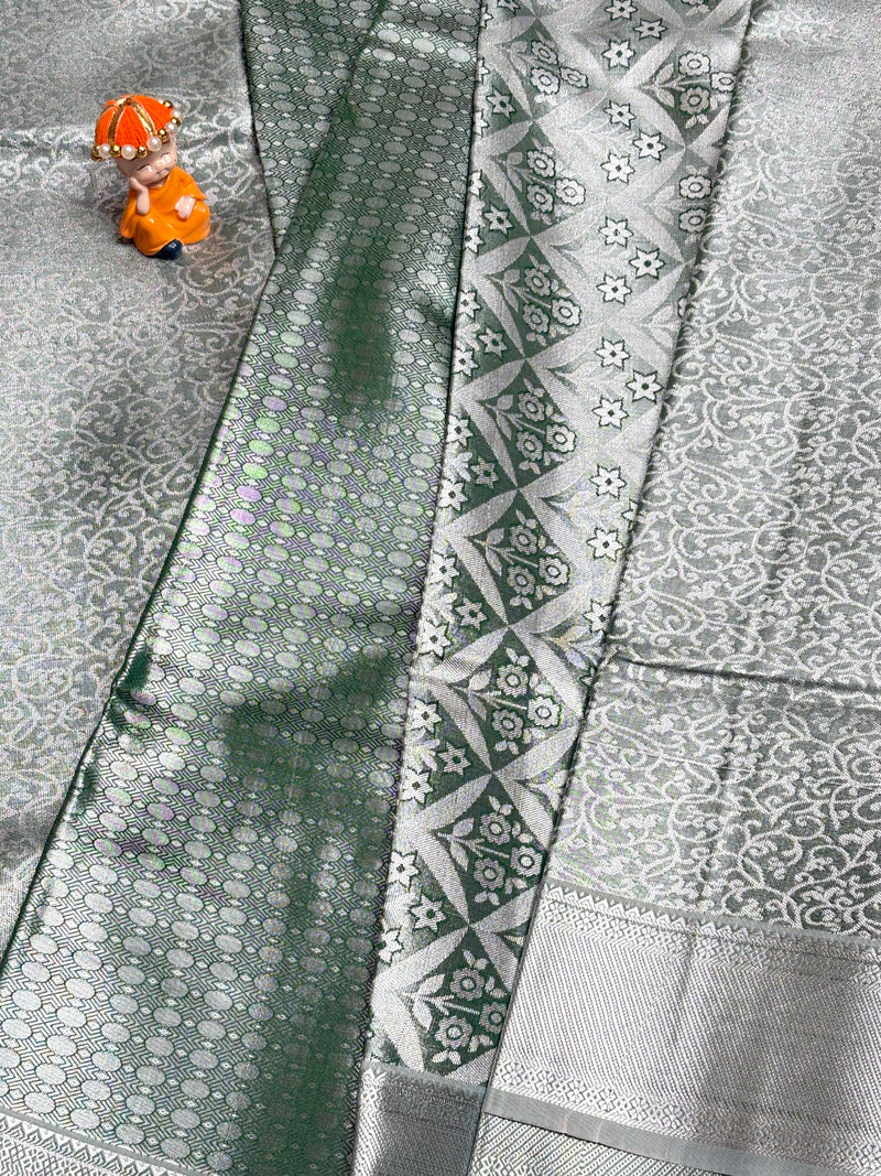 Semi Dharmavaram Pattu Saree — Pastel Collection - View 2