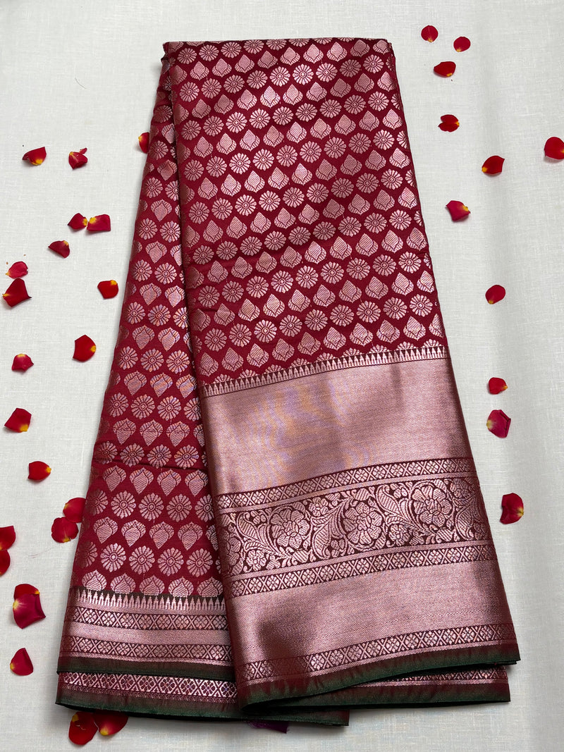 Semi Dharmavaram Pattu Saree — Pastel Collection - View 1