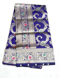 Banarasi silk saree - royal blue view 3