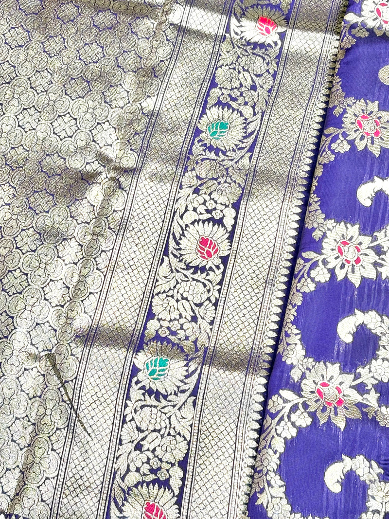 Banarasi silk saree - royal blue - View 4